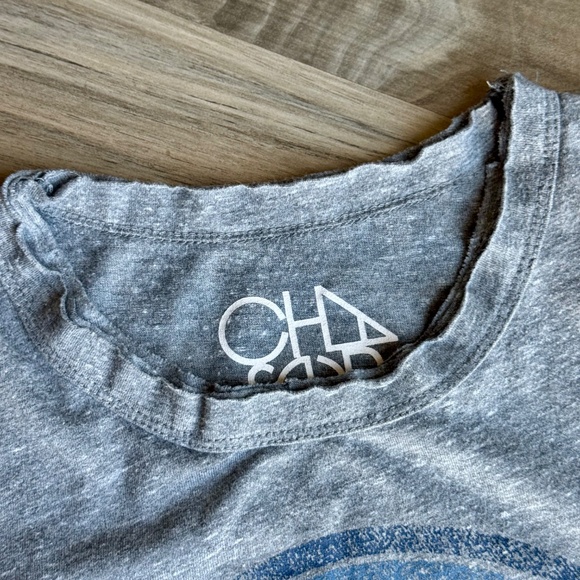Chaser Graphic Tee “Good Vibes” Gray Blue Rainbow Print Size S - Picture 5 of 11
